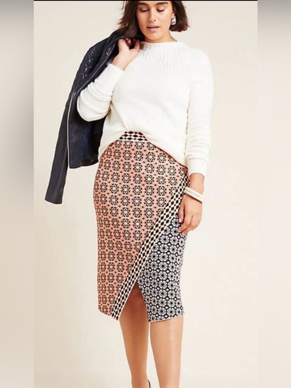 [Anthropologie] Asymmetrical Knit Pencil Skirt,XS